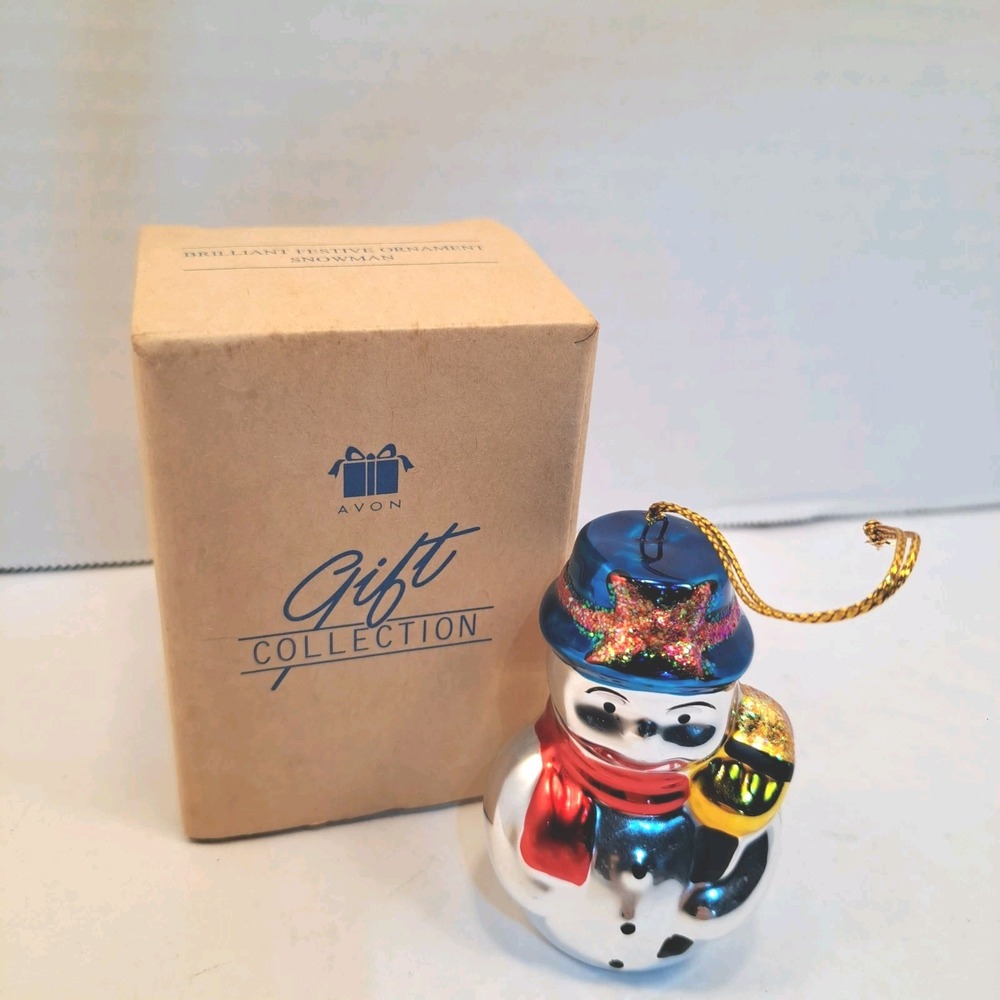 Avon Gift Collection Brilliant Festive Hanging Snowman Christmas Ornament w/ Box